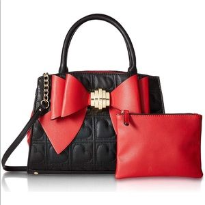 Betsey Johnson black and red bow bag purse